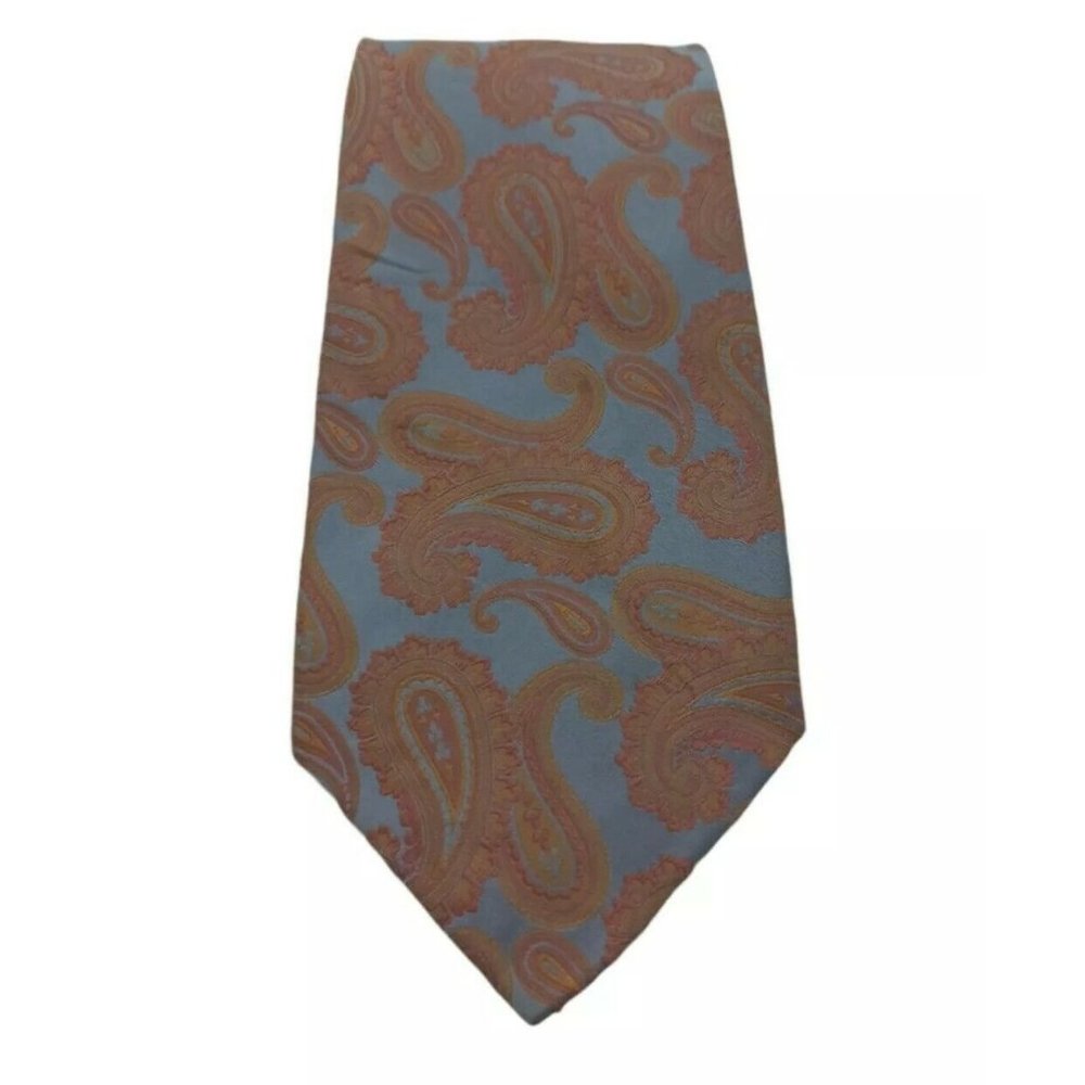DOLCEPUNTA 7FOLD XL Gray Paisley Silk Tie HANDMADE ITALY 62"/ 3.8" EC